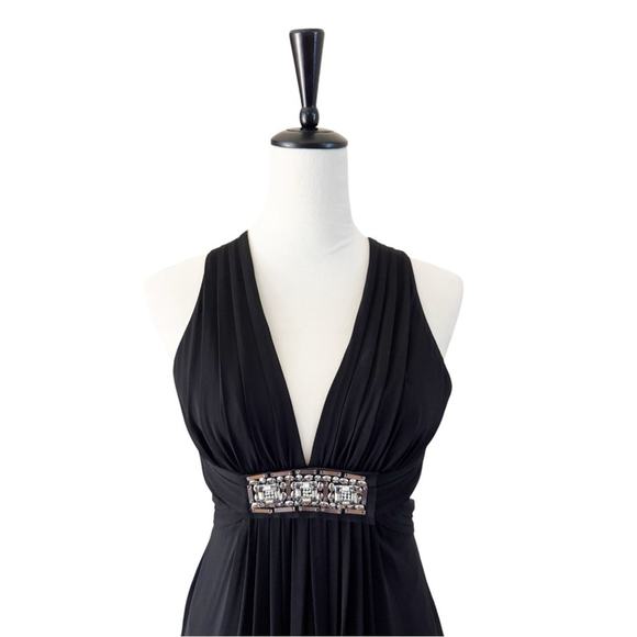 BCBGMaxAzria Lexie Beaded Jeweled Cocktail Maxi Long Dress Gown in Black XS - Picture 4 of 8